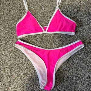 Pink and White Bikini Set